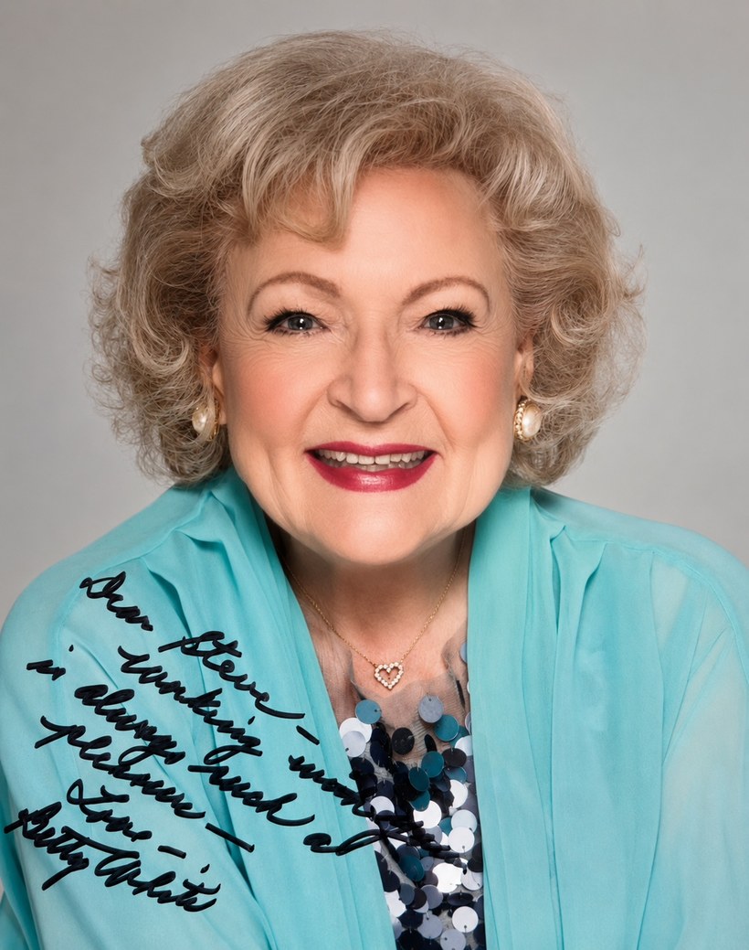 A studio portrait of Betty White, personally inscribed and signed to Stephen E. Terrell