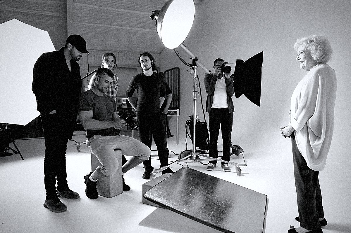 Betty White campaign production on set